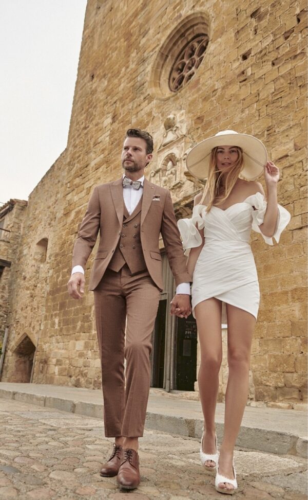 TRAJE DE NOVIO FEEL BURDEOS LISO LANA, VISCOSA, ALGODÓN Y ELASTANO 76.24.780 - Imagen 3