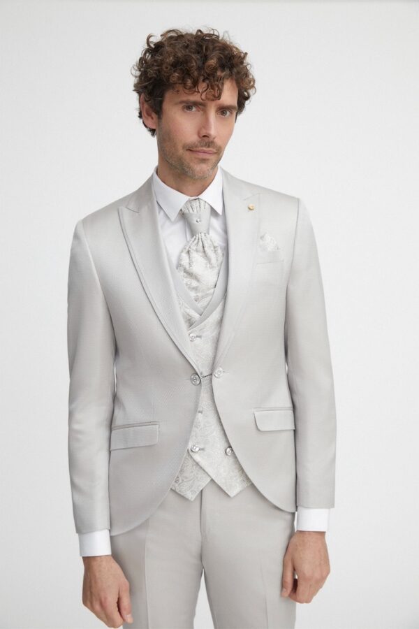 TRAJE DE NOVIO WEDDING BEIGE MICRODIBUJO ACETATO Y LANA 30.22.690 - Imagen 2