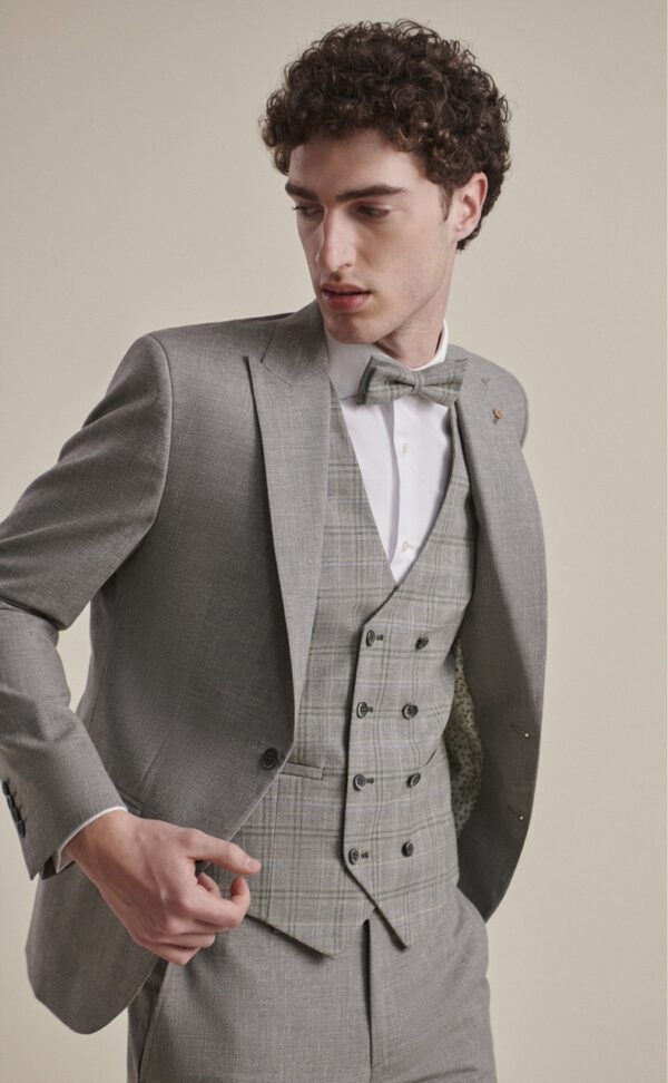 Traje de novio FEEL gris liso lana, algodón, lino y elastano 79.24.810 - Imagen 4