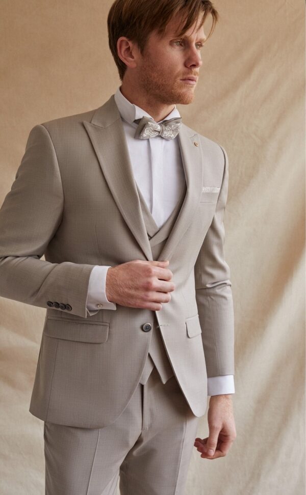Traje de novio Feel beige liso lana 94.23.690 - Imagen 4