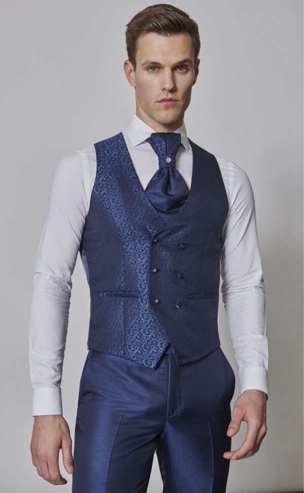Traje de novio TREND azul oscuro liso poliéster y lana 55.24.320 - Imagen 3