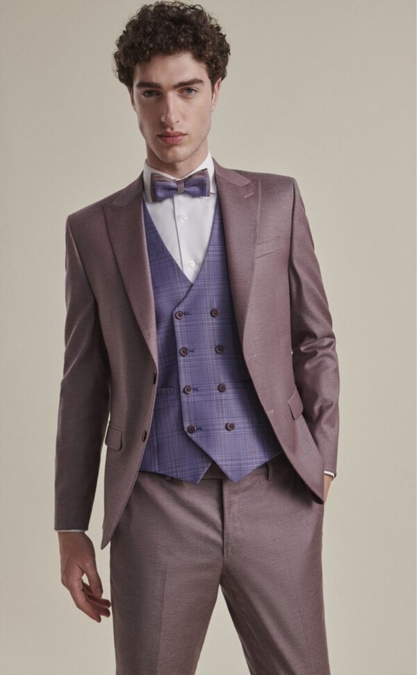 Traje de novio FEEL burdeos liso lana y lino 67.24.480 - Imagen 4