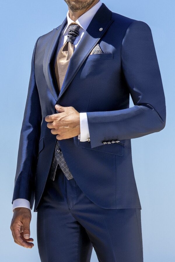 TRAJE DE NOVIO WEDDING AZUL MICRODIBUJO ACETATO Y LANA 46.21.315 - Imagen 2