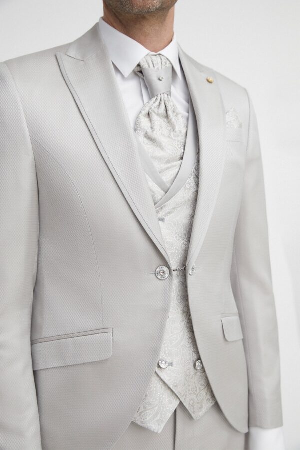 TRAJE DE NOVIO WEDDING BEIGE MICRODIBUJO ACETATO Y LANA 30.22.690 - Imagen 4