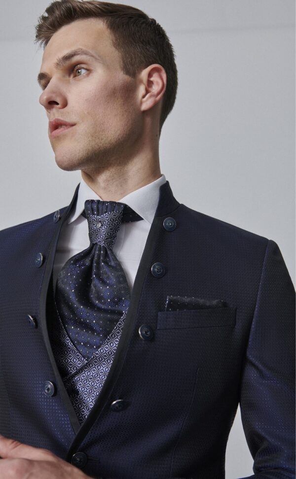 Traje de novio WEDDING azul oscuro liso acetato y lana 45.24.303 - Imagen 4
