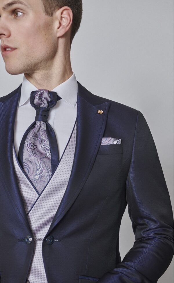 TRAJE DE NOVIO WEDDING AZUL OSCURO LISO ACETATO, VISCOSA Y LANA 47.24.300 - Imagen 5