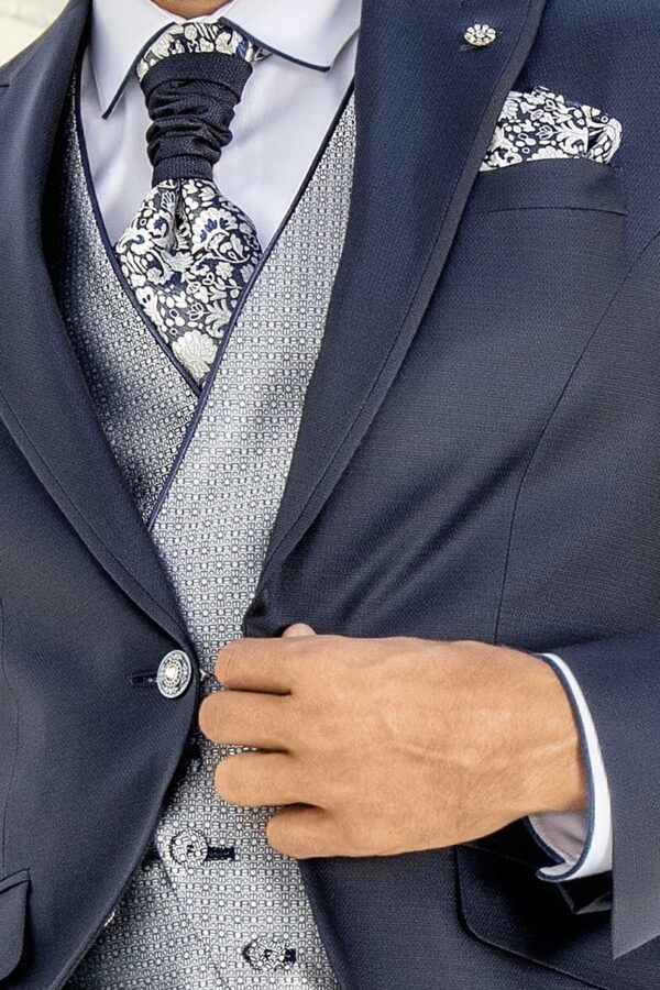Traje de novio Wedding azul microdibujo acetato y lana 43.21.305 - Imagen 4