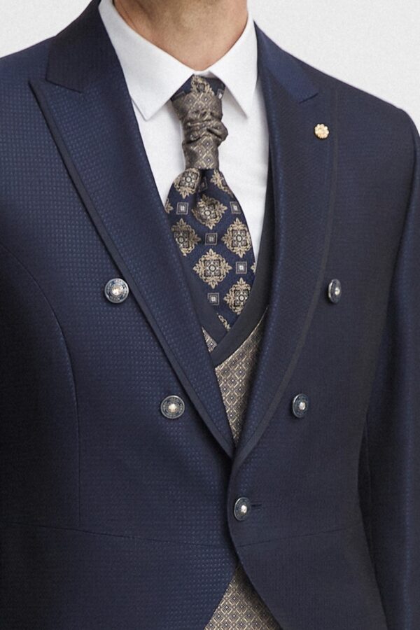 TRAJE DE NOVIO WEDDING AZUL MICRODIBUJO ACETATO Y LANA 21.22.301 - Imagen 4