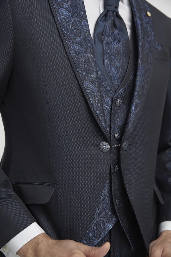 TRAJE DE NOVIO WEDDING AZUL MICRODIBUJO ACETATO Y LANA 28.22.320 - Imagen 4