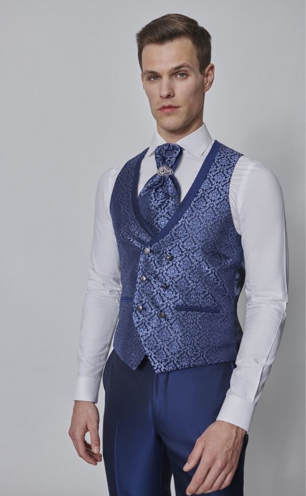Traje de novio WEDDING azul oscuro liso acetato y lana 33.24.322 - Imagen 3