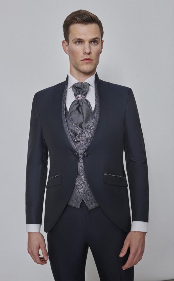 Traje de novio WEDDING azul liso poliéster y lana 42.24.300 - Imagen 5
