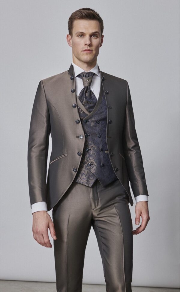 Traje de novio WEDDING beige liso poliéster, viscosa y lana 43.24.710 - Imagen 5