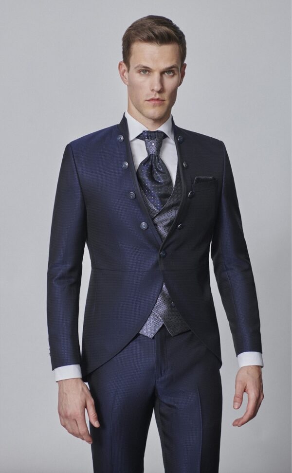 Traje de novio WEDDING azul oscuro liso acetato y lana 45.24.303 - Imagen 5