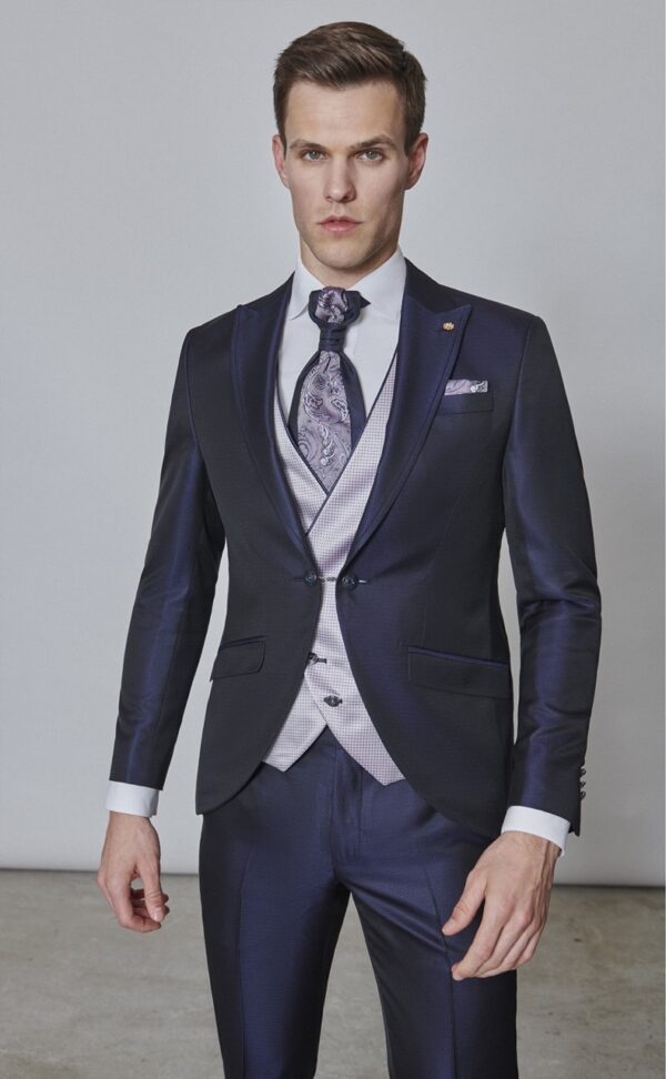 TRAJE DE NOVIO WEDDING AZUL OSCURO LISO ACETATO, VISCOSA Y LANA 47.24.300 - Imagen 4