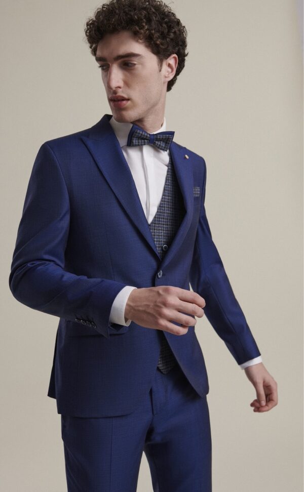 Traje de novio FEEL azul medio liso lana (SUPER 120'S) 64.24.320 - Imagen 5