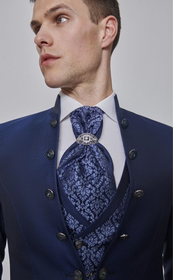 Traje de novio WEDDING azul oscuro liso acetato y lana 33.24.322 - Imagen 4