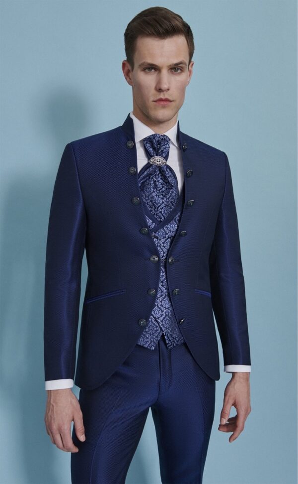 Traje de novio WEDDING azul oscuro liso acetato y lana 33.24.322 - Imagen 5